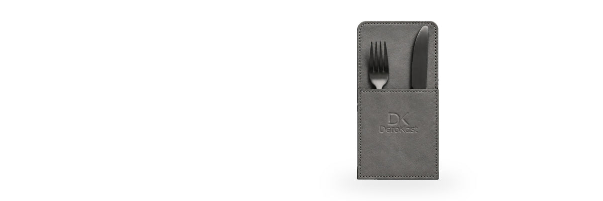 DeroKast leather cutlery case on white