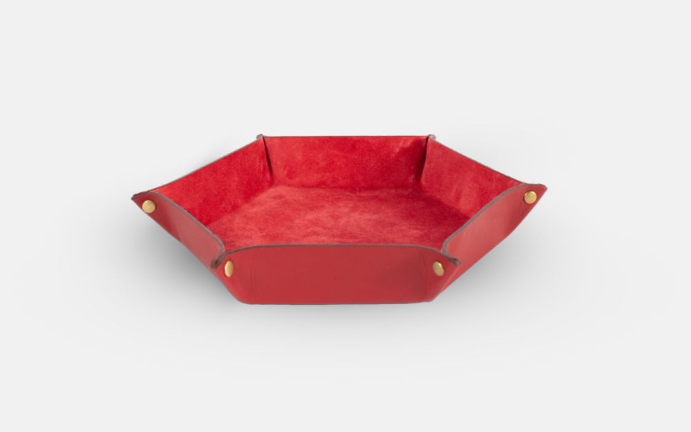 Hexagonal Cherry Red Desk Tray