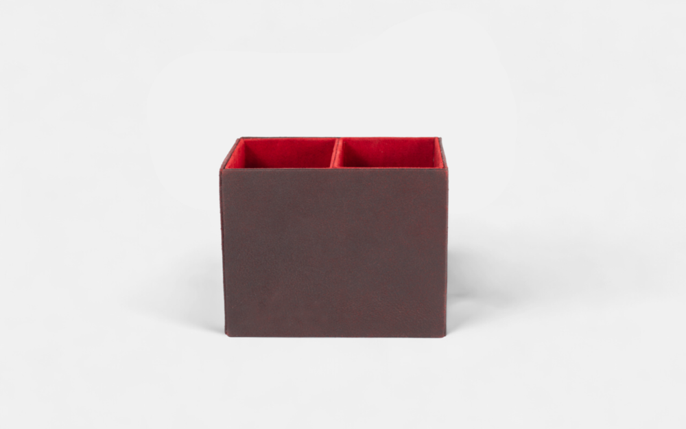 Square Volcano Red Double Pencil Case