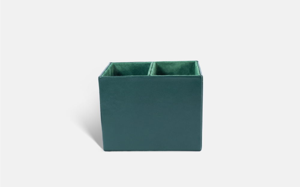 Square Emerald Green Double Pencil Case