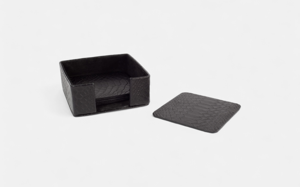 Square Cobra Black Coaster Holder