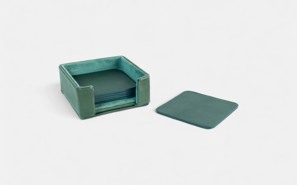 Square Emerald Green Coaster Holder