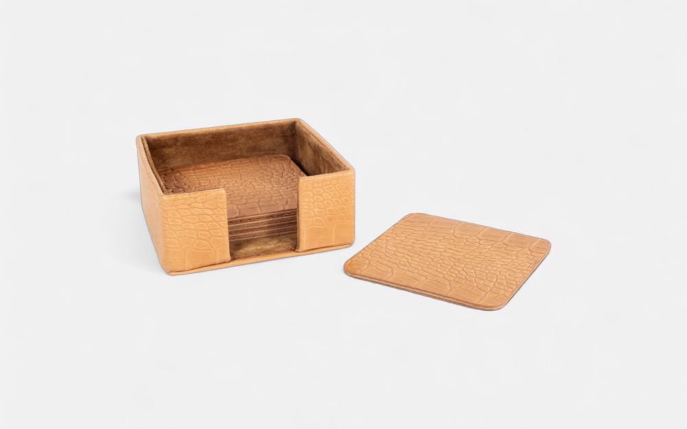 Square Light Brown Coaster Holder