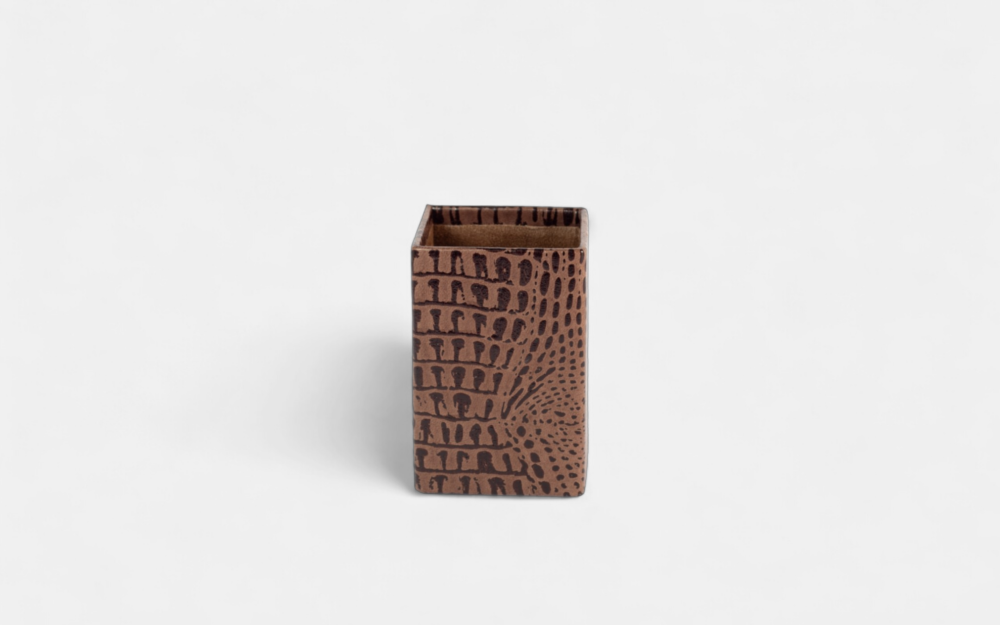 Square Chocolate Brown Pencil Case