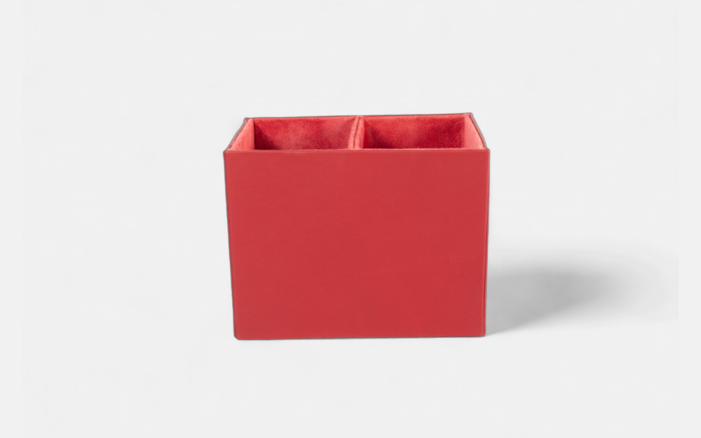 Square Cherry Red Double Pencil Case